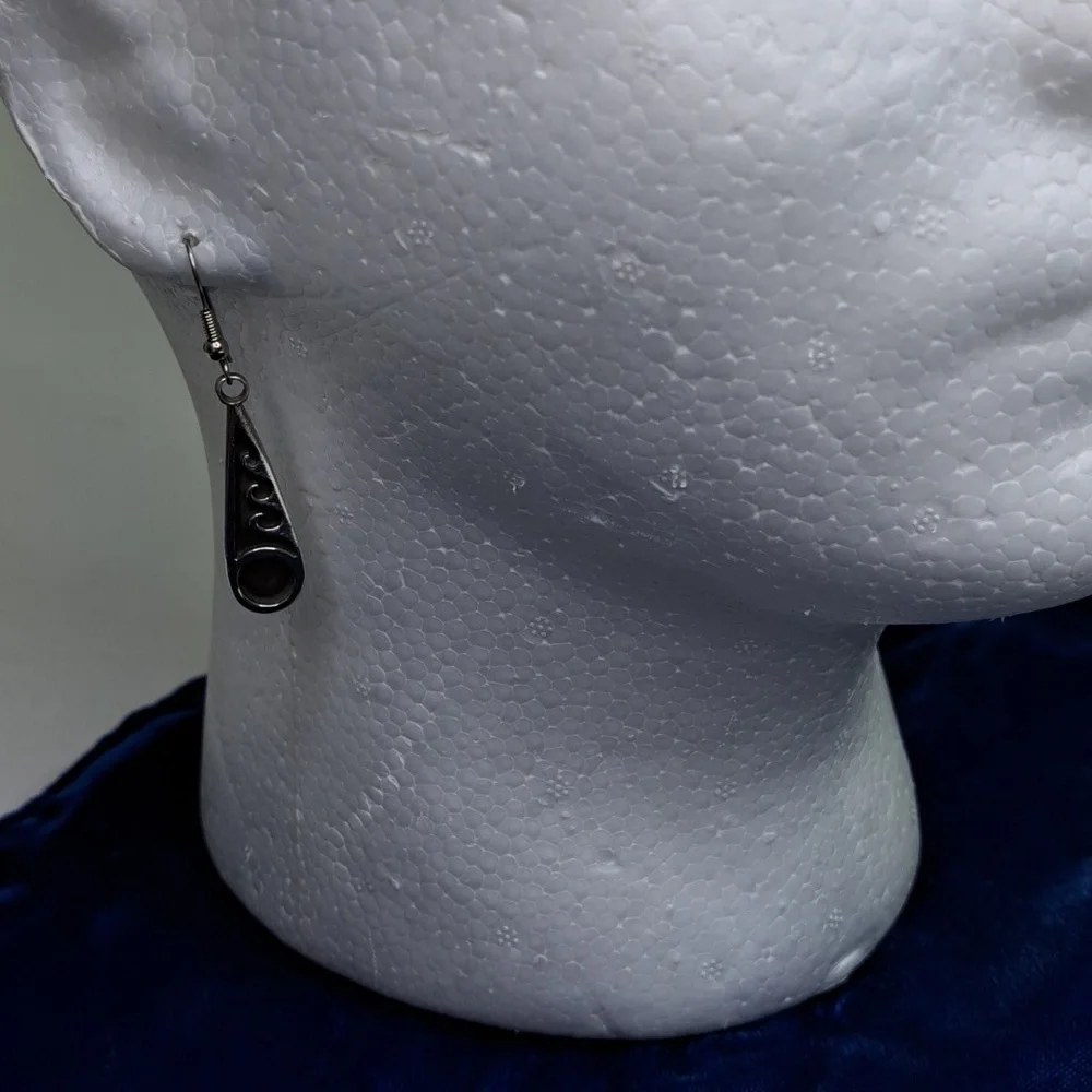 Sterling Silver Wave Dangle Hook Style Earrings - Picture 4 of 12